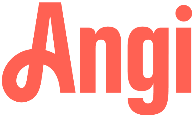 Angi company logo in coral red text
