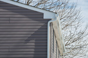 Fragment of a home with metal siding