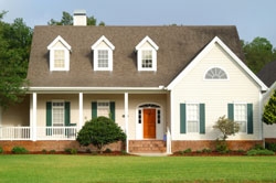 Suburban home with siding