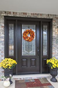 front door with a woodgrain finish