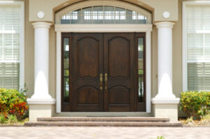Brown double-doors of a home's entryway