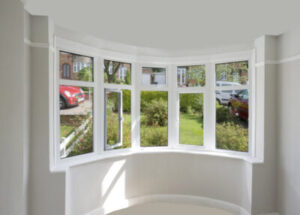 Bow windows seen from the inside of a home